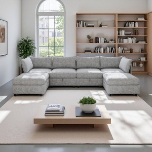 129" L-Shaped Modular Sectional Sofa with Storage Seat - 1 of 4