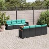 vidaXL 9 Piece Garden Sofa Set with Cushions - Black and Blue - 2 of 4