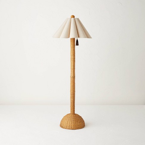 Rattan Floor Lamp with Scallop Shade Beige (Includes LED Light Bulb) - Opalhouse™ designed with Jungalow™ - image 1 of 4