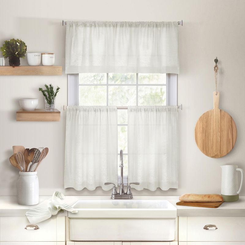 Cameron Linen Rod Pocket Kitchen Window Valance - 60" x 15" - Elrene Home Fashions, 2 of 5