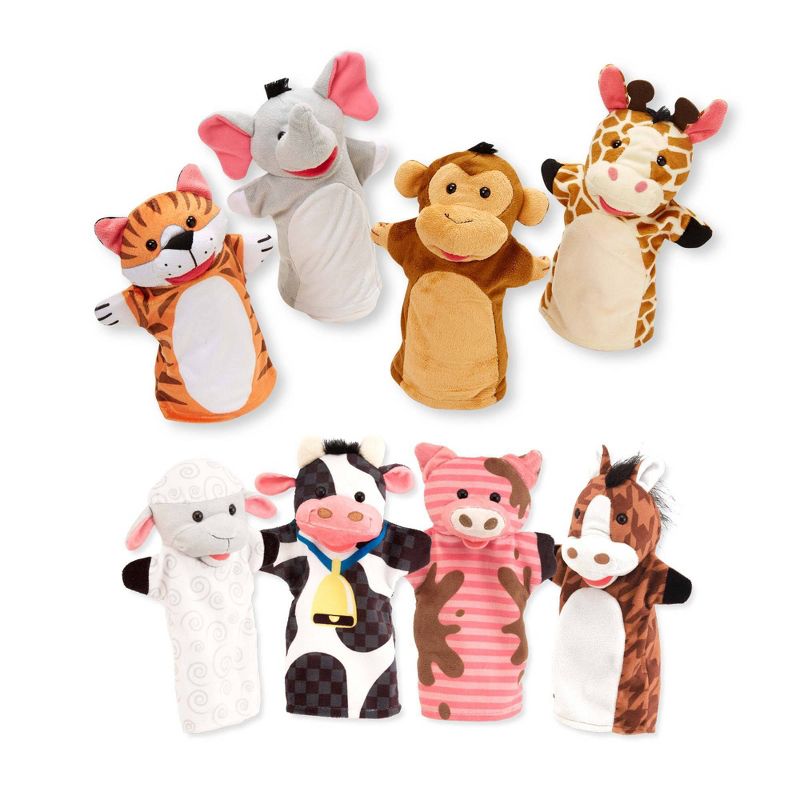 Melissa &#38; Doug Animal Hand Puppets (Set of 2, 4 animals in each) - Zoo Friends and Farm Friends, 1 of 11