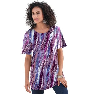 Roaman's Plus Size Cotton Ultimate Crewneck Tee - 1 of 4