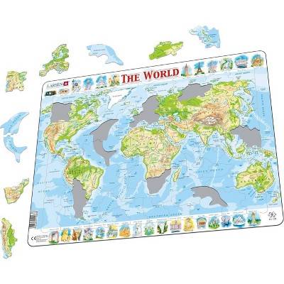 MasterPieces 60 Piece Kids Jigsaw Puzzle - Hello, World! Map Wood Puzzle