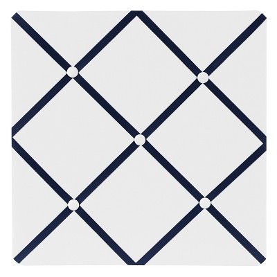 Sweet Jojo Designs Photo Memo Board (13"x13") - White & Navy Hotel