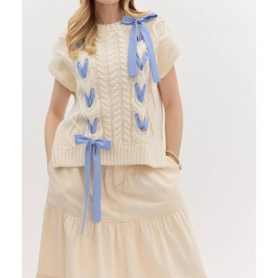 Women's Blue Ribbon Short Sleeve Sweater - entro