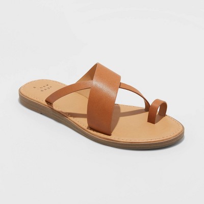 faux leather slide sandals