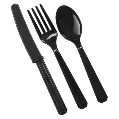 24ct Black Disposable Cutlery