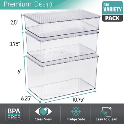 Sorbus 3 Piece Variety Clear Storage Bins For Pantry & Fridge With Hinged Lids - Perfect Cabinet Organizer and Storage for Kitchen — фото 5