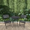 Four Seasons Courtyard Padova 3 Piece Bistro Outdoor Backyard Dining Set with 2 Folding Chairs and Round Table Furniture for Patios or Decks, Black - 4 of 4