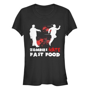 Juniors Womens Lost Gods Halloween Zombies Hate Fast Food T-Shirt - 1 of 3