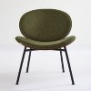 Green Mid-Century Modern Shell Chair Single Side Chair Tripod Black Leather Lounge Chair - 2 of 4