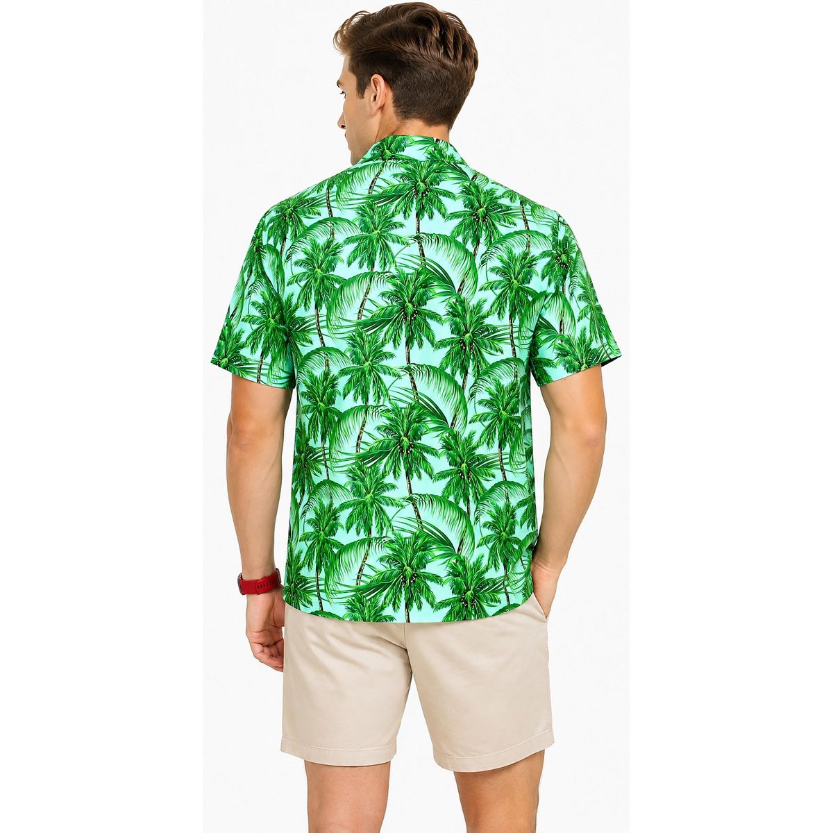 LA LEELA Men's Hawaiian Shirts Short Sleeve Button Down Shirt Men's Party Shirts Casual Vacation Summer Tropical Shirts for Men Funny S Green, Tree - thumbnail 2