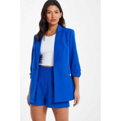 Quiz Womens Woven Rushed Sleeve Tailored Blazer : Target