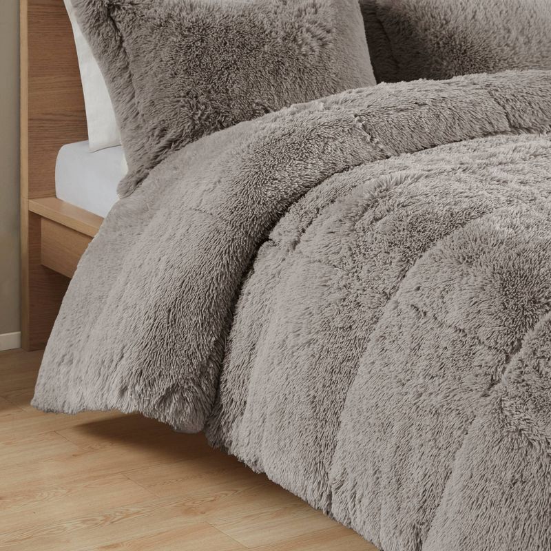  Intelligent Design Leena Shaggy Long Faux Fur Comforter Mini Set, 6 of 16