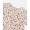 Deux par Deux Girl Printed Seersucker Blouse with Frills Pink Flowers on Cream Background - 4 of 4