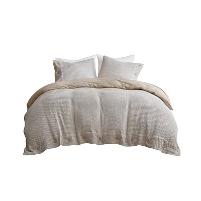 Gracie Mills Miranda 3 Piece Solid Cotton and Rayon from Bamboo Blend Waffle Weave Duvet Cover Set