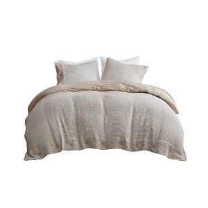 Gracie Mills Miranda 3 Piece Solid Cotton and Rayon from Bamboo Blend Waffle Weave Duvet Cover Set - 1 of 4