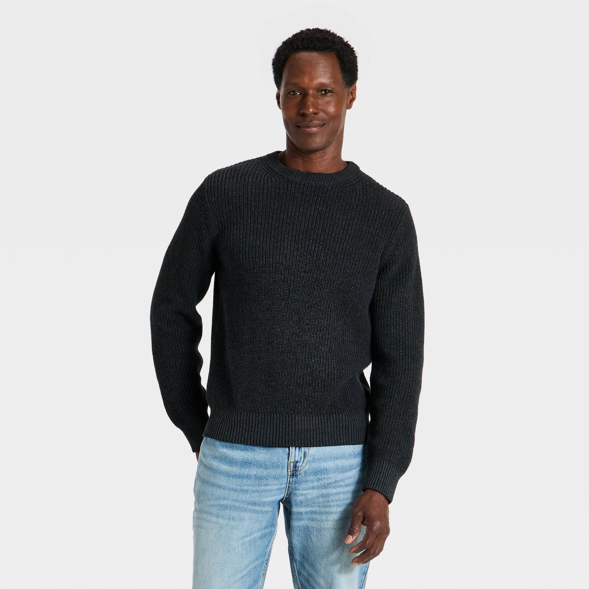 Men's Long Sleeve Cotton Textured Crewneck Pullover Sweater - Goodfellow & Co™