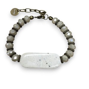 Michelle Marie Boutique's Ocean Jasper & Ivory Bead Bracelet, Gemstone Bracelet - 1 of 4