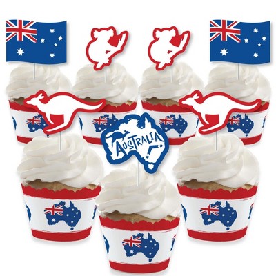 Big Dot of Happiness Australia Day - Cupcake Decoration - G'Day Mate Aussie Party Cupcake Wrappers and Treat Picks Kit - Set of 24