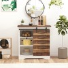 HOMCOM Rustic Farmhouse Accent Buffet Cabinet, Sideboard with Sliding Barn Door and Interior Shelves, White/Brown - 3 of 4