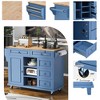 53" Kitchen Cart with Rubber Wood Top, Rolling Kitchen Island with 5 Drawers, Spice Rack, Towel Holder & Adjustable Shelves - ModernLuxe - 4 of 4