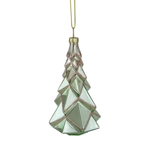 Northlight 5 Green With Pink Glitter Glass Christmas Ornament : Target