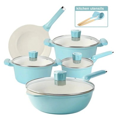 LunaLulink 11 Pieces Pots and Pans Granite Stone Cookware Set Non Stick Pot Set, Nonstick Cooking Pots