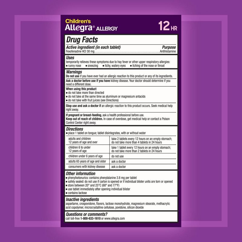 Children's Allegra Allergy Relief Dissolving Tablets - Fexofenadine Hydrochloride - Orange Cream - 24ct, 3 of 10