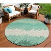 Sage Green And Ivory Striped Washable Indoor Outdoor Area Rug - 2 of 4