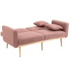 VYNXARIA Velvet Sofa ,Accent sofa,loveseat sofa with metal feet,Brush Pink Teddy - 3 of 4