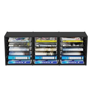 Simple Trending 19 Tier Desk File Organizer, Long Paper Letter Tray Organizer with 18 Mesh Sliding Trays for Office, DIY-able, Black - 1 of 4