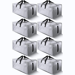 8 Pack Large Strong Moving Bags Zippers & Carrying Handles - Water-Resistant - Heavy Duty Storage Tote Space Saving - 1 of 4