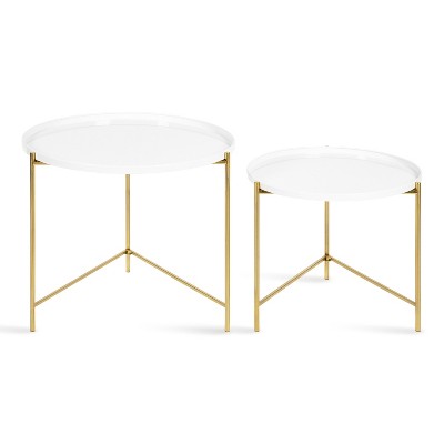 Ulani White and Gold Round Metal Nesting Tables
