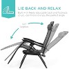 Cyan Oasis Patio Folding Lawn Outdoor Lounge Gravity Camp Reclining Lounge Chair of 2 (Double-gray) - 2 of 4