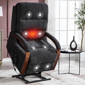 FONTOI Accent Chair with Side Pockets, Recliner Chair with Comfortable Back and Wood Armrests, Black, 36.23"*42.52"*29.53" - 1 of 4