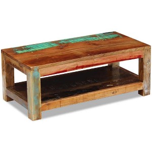 vidaXL Coffee Table Multicolored with natural, teal, and red tones - 1 of 4