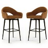 Dyonery Set of 2 Counter Height Swivel Barstools PU Leather 26" H Upholstered Bar Stools with Back&Arms for Kitchen Island,Home Bar - 2 of 4