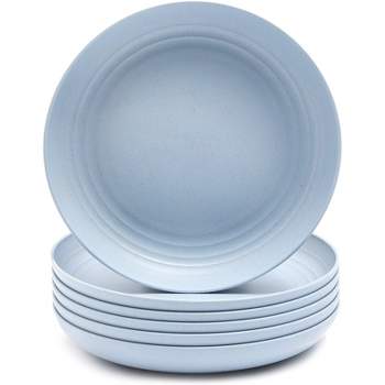 Juvale Set of 6 Blue Unbreakable Wheat Straw Cereal Dinner Plates Set for Kids, 9 In