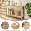 Wooden 2 tier 3 drawer MDF 130*30*81cm Rattan Entryway Table - 3 of 4