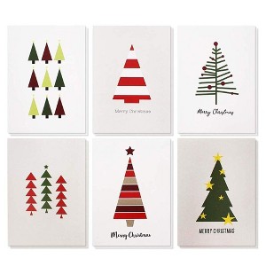 Sustainable Greetings 48 Pack Merry Christmas Cards with Envelopes 4x6, Festive Holiday Greeting Card for Xmas, 6 Funny Tree Designs - 1 of 4