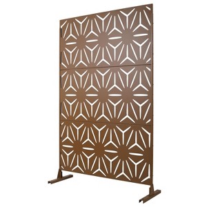 CAVINAS 76" H×48" W Freestanding Privacy Fence with Symmetrical Geometric Openwork Pattern,Outdoor Privacy Screen for Balcony,Patio,Garden - 1 of 4