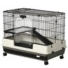2 Level Small Animal Cage with Wheels and Removable Tray,26'' Indoor Rabbit Hutch for Bunny–LAOTIES - 4 of 4