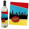 Big Dot of Happiness Bam Superhero - Baby Shower or Birthday Party Decorations for Women and Men - Wine Bottle Label Stickers - Set of 4 - 2 of 4