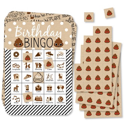 Big Dot of Happiness Party ’Til You’re Pooped - Picture Bingo Cards and Markers - Poop Emoji Party Bingo Game - Set of 18