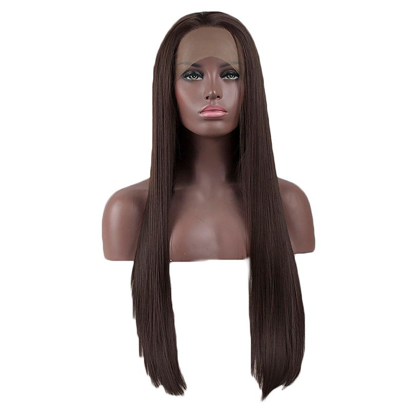 Unique Bargains Long Straight Hair Lace Front Wigs for Women with Wig Cap 24" Synthetic Fibre 1PC, 1 of 7