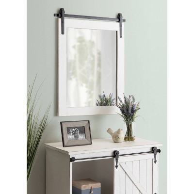 Cates Coastal White Rustic 22" x 30" Wood Frame Wall Mirror
