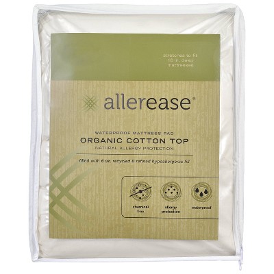  AllerEase Waterproof Mattress Pad with 100% Organically Grown Cotton Top  