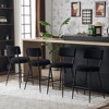 18.9"Set of 2 modern teddy fabric upholstered bar stools - Metal base high stool - Suitable for kitchen,Black+Golden - 3 of 4