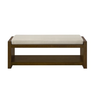 Vynxaria 47" Accent Bench with Shoe Rack ¨C Stylish Padded Seating & Storage Solution